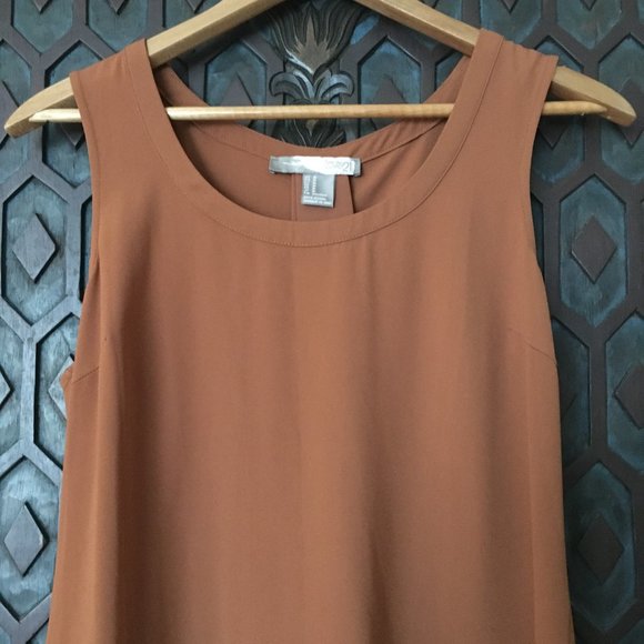 NWOT Flowy Boho Chestnut Brown High Low Dress - Picture 3 of 16